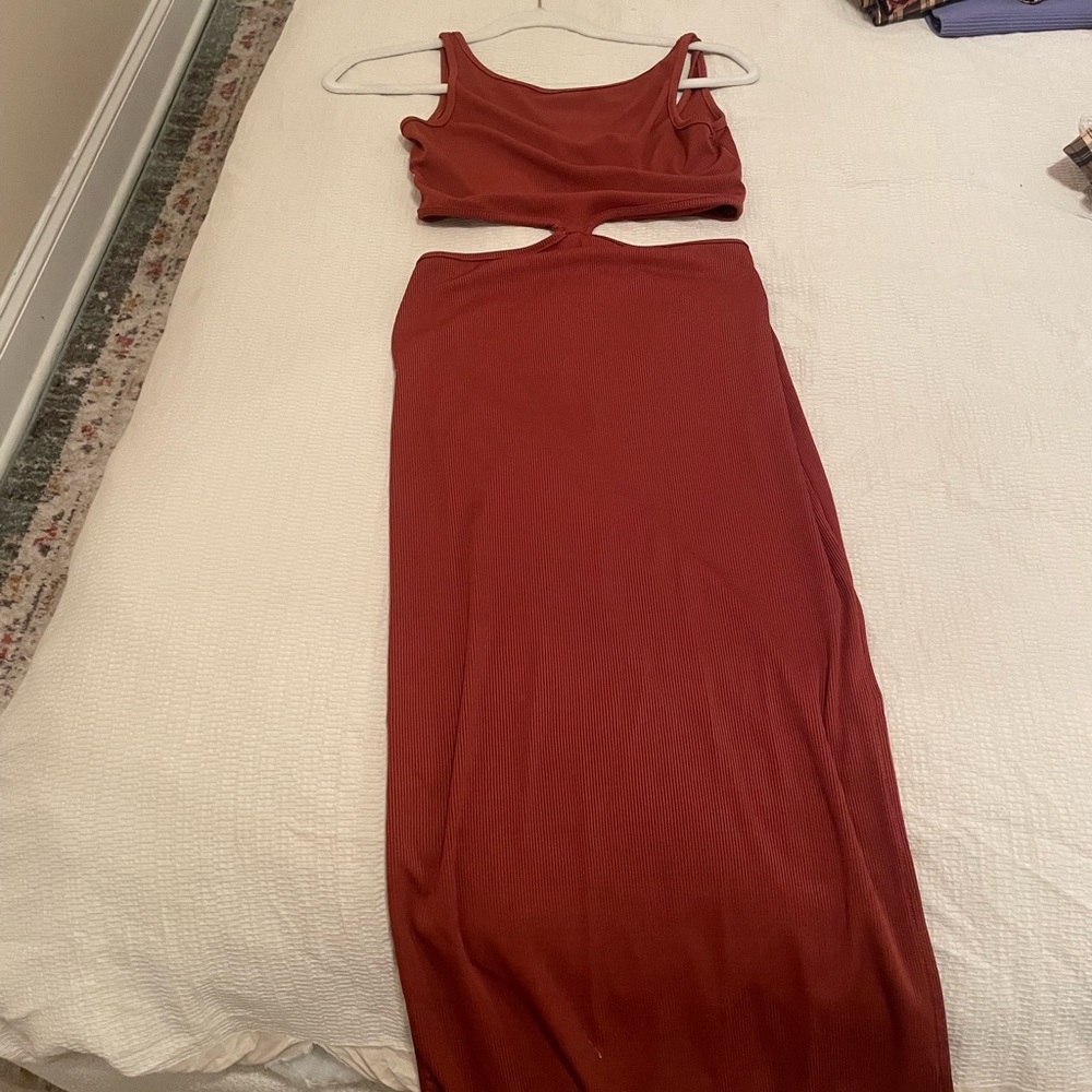 Hello Molly Rust Ribbed Dress